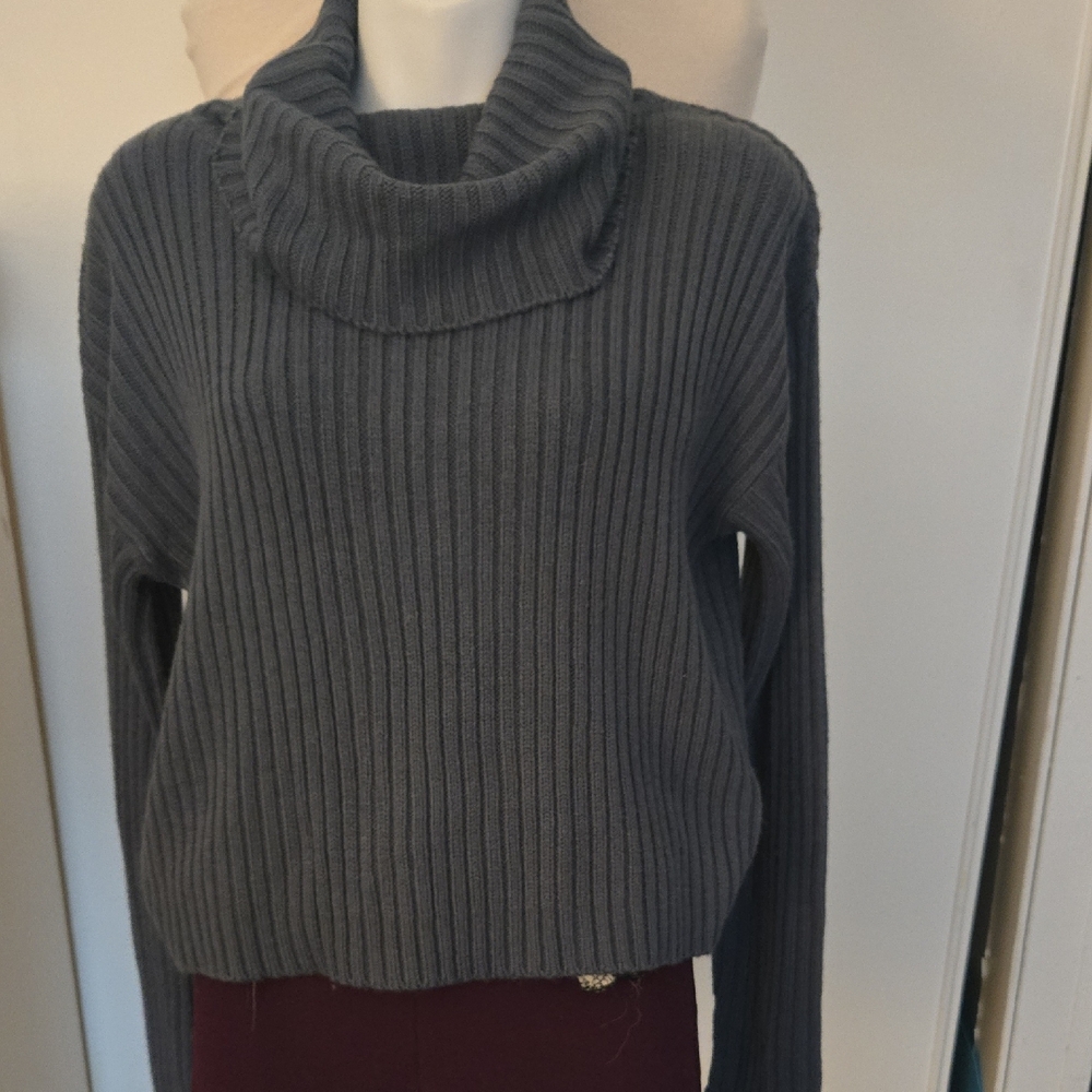 Poof! Charcoal Cowl Neck Sweater
